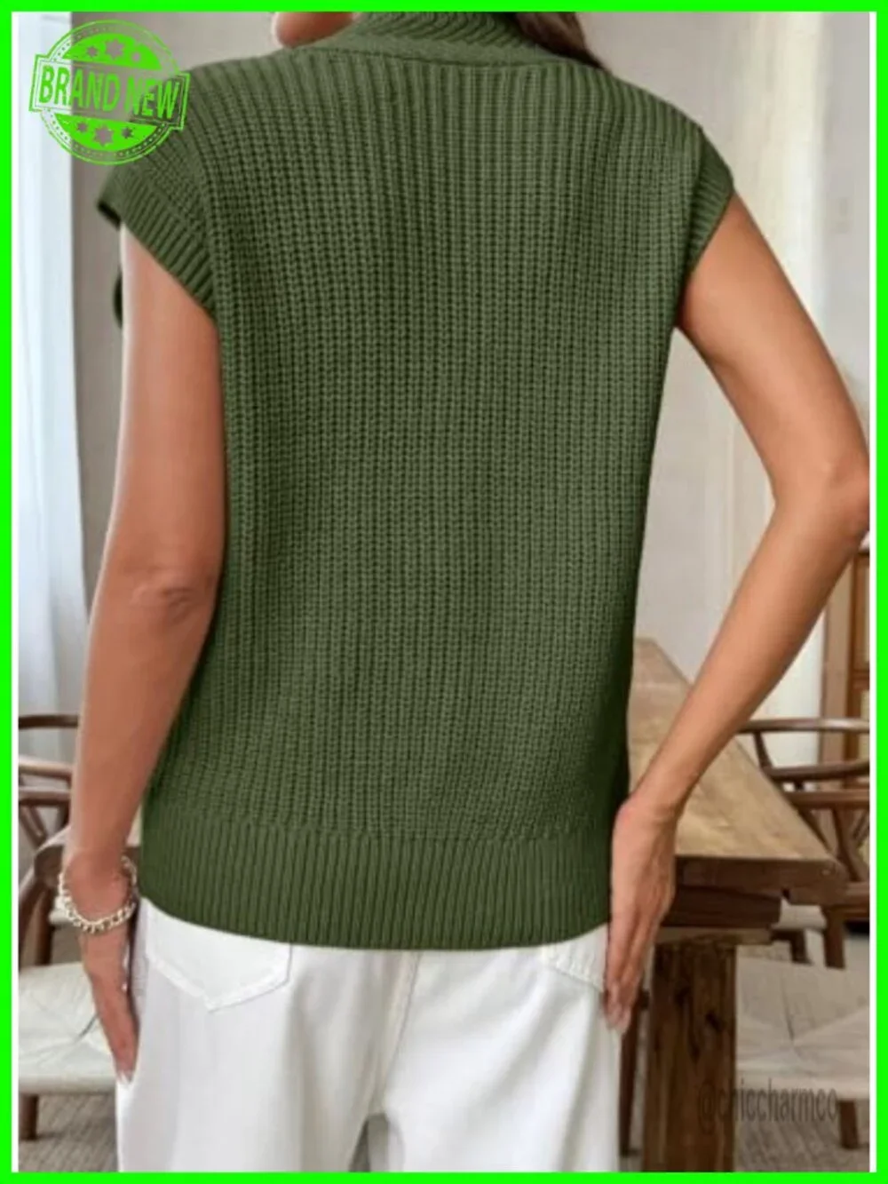 Sweater Vest V Neck Sleeveless Oversized Lightweight Cable Knit Cotton Tops for